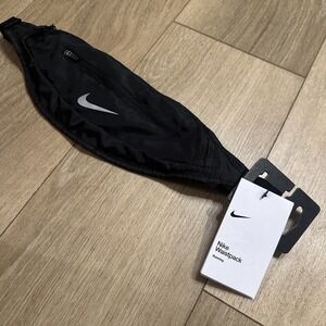 NIKE Unisex One size Black Running Waistpack Two Zip Pockets Breathable Mesh